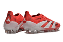 Chuteira Adidas Predator Elite FG - Vermelha e Branca vista traseira e lateral com design inovador.