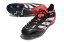 Chuteira Adidas Predator Elite FG - Vermelha e Preta em vista lateral, destacando seu design e sola FG.