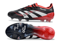 Chuteira Adidas Predator Elite FG - Vermelha e Preta com design moderno e sola FG para alta performance em campo.