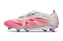 Chuteira Adidas Predator Elite Fold-Over Tongue FG - Branca, Rosa e Roxa lateral pink e branca