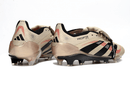 Chuteira Adidas Predator Elite Fold-Over Tongue FG - Dourada, Preta e Vermelha vista traseira e lateral