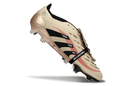 Chuteira Adidas Predator Elite Fold-Over Tongue FG - Dourada, Preta e Vermelha em destaque