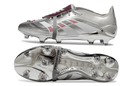 Chuteira Adidas Predator Elite Fold-Over Tongue FG - Prata com design prateado e solado em alta performance.