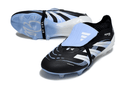 Chuteira Adidas Predator Elite Fold-Over Tongue FG - Preta, Azul e Branca com design moderno e inovador.
