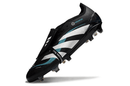 Chuteira Adidas Predator Elite Fold-Over Tongue FG - Preta, Branca e Azul, ideal para futebol.