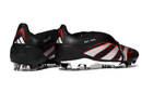 Chuteira Adidas Predator Elite Fold-Over Tongue FG - Preta, Prata e Vermelha com detalhes em vermelho e preto