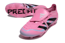 Chuteira Adidas Predator Elite Fold-Over Tongue FG - Rosa, Azul e Preta com design moderno e inovador.