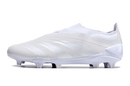 Chuteira Adidas Predator Elite Laceless FG - Branca vista lateral em fundo branco