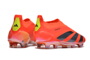 Chuteira Adidas Predator Elite Laceless FG - Laranja e Cinza, modelo vibrante e moderno, ideal para campo.