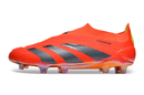 Chuteira Adidas Predator Elite Laceless FG - Laranja e Cinza lado esquerdo com design moderno e vibrante.