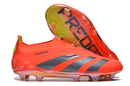 Chuteira Adidas Predator Elite Laceless FG - Laranja e Cinza com design inovador e sem cadarço, ideal para futebol.