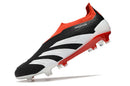 Chuteira Adidas Predator Elite Laceless FG - Preta, Branca e Vermelha com design inovador e tecnologia de ponta