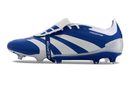 Chuteira Adidas Predator Elite Tongue FG - Azul e Branca com design moderno e tecnologia avançada.
