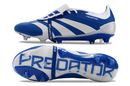 Chuteira Adidas Predator Elite Tongue FG - Azul e Branca com design sofisticado e tecnologia avançada.