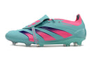 Chuteira Adidas Predator Elite Tongue FG - Azul e Rosa com design moderno e tecnologia avançada para desempenho em campo.