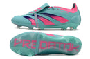 Chuteira Adidas Predator Elite Tongue FG - Azul e Rosa com design moderno e tecnologia de ponta.