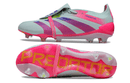 Chuteira Adidas Predator Elite Tongue FG - Branca e Rosa lateral e sola, design moderno e tecnologia para desempenho em campo.