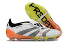 Chuteira Adidas Predator Elite Tongue FG - Branca e Laranja com design moderno e tecnologia de ponta.