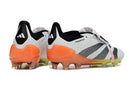 Chuteira Adidas Predator Elite Tongue FG - Branca e Laranja com design moderno e tecnologia avançada.