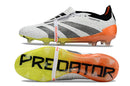 Chuteira Adidas Predator Elite Tongue FG - Branca e Laranja com design moderno e desempenho no campo.