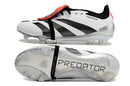 Chuteira Adidas Predator Elite Tongue FG - Branca e Preta com design elegante e tecnologia avançada.