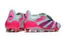 Chuteira Adidas Predator Elite Tongue FG - Branca e Rosa com design moderno e sofisticado.