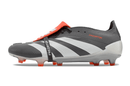 Chuteira Adidas Predator Elite Tongue FG - Cinza e Branca, com design sofisticado e tecnologia de ponta.
