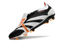 Chuteira Adidas Predator Elite Tongue FG - Cinza e Preta em destaque com design sofisticado e tecnologia avançada.