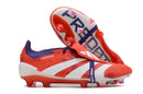 Chuteira Adidas Predator Elite Tongue FG - Laranja e Branca com design vibrante e moderno para desempenho em campo.