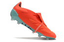 Chuteira Adidas Predator Elite Tongue FG - Laranja e Ciano lateral com design moderno e vibrante.
