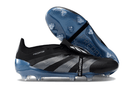 Chuteira Adidas Predator Elite Tongue FG - Preta e Azul com design icônico e tecnologia avançada.