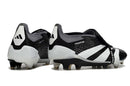 Chuteira Adidas Predator Elite Tongue FG - Preta e Branca com design elegante e tecnologia de ponta para futebol.