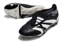 Chuteira Adidas Predator Elite Tongue FG - Preta e Branca com design clássico e tecnologia de ponta para controle e precisão.