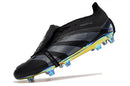 Chuteira Adidas Predator Elite Tongue FG - Preta em ângulo lateral com design sofisticado e tecnologia avançada.