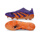 Chuteira Adidas Predator LL 30 Elite FG "Raphinha" em design roxo e laranja com detalhes de aranha
