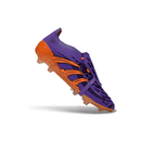 Chuteira Adidas Predator FT 30 Elite FG Tongue "Raphinha" em destaque, design laranja e roxo moderno.