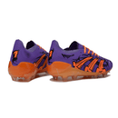 Chuteira Adidas Predator LL 30 Elite FG "Raphinha" em roxo e laranja, com design inovador e tecnologia avançada.
