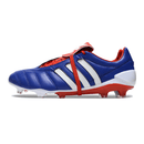 Chuteira Adidas Predator Mania Elite FG Azul com design icônico e tecnologia avançada para controle em campo.
