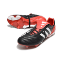 Chuteira Adidas Predator Mania Elite FG Preta e Vermelha com design icônico e tecnologia avançada para controle em campo.
