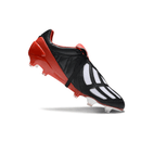 Chuteira Adidas Predator Mania Elite FG Preta e Vermelha lateral destacando design e tecnologia avançada.