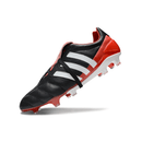 Chuteira Adidas Predator Mania Elite FG Preta e Vermelha com detalhes em vermelho e branco, ideal para desempenho em campo.