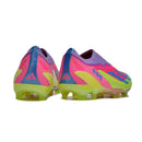 Chuteira Adidas X Crazyfast FG Elite .1 Rosa e Verde vista traseira, ideal para desempenho em campo.