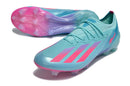 Chuteira Adidas X Crazyfast FG Elite .1 Rosa Miami em tons de azul e rosa, ideal para futebolistas.