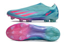 Chuteira Adidas X Crazyfast FG Elite .1 Rosa Miami em design azul e rosa, ideal para velocidade e controle no campo.