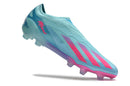 Chuteira Adidas X Crazyfast FG Elite .1 Rosa Miami em tom azul e rosa, ideal para velocidade e controle em campo.