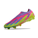 Chuteira Adidas X Crazyfast FG Elite .1 Rosa e Verde com design moderno e cores vibrantes.