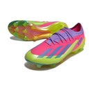 Chuteira Adidas X Crazyfast FG Elite .1 Rosa e Verde com design vibrante e tecnologia Speedframe para controle e velocidade.