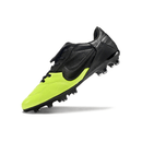 Chuteira Campo Nike Premier 3 FG Preto e Verde lado esquerdo com detalhes em amarelo e preto.