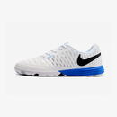 Chuteira Futsal Nike Lunar Gato IC Branca e Azul lateral com design elegante e sola para quadra