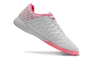 Chuteira Futsal Nike Lunar Gato IC - Branco e Rosa com design moderno e tecnologia IC para futsal.